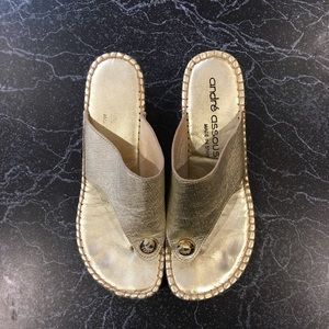 Andre Assous Gold Wedge Sandal